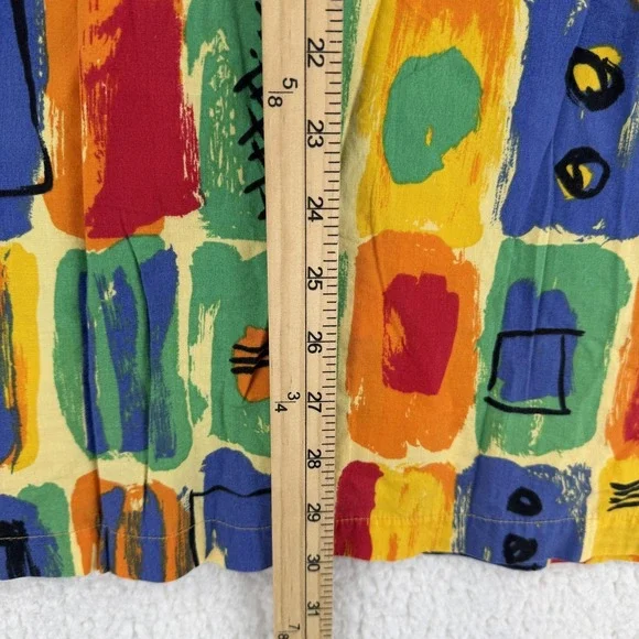 VTG United Colors Of Benetton Shirt Womens 4 Multicolor Geometric Button Up - Picture 4 of 7